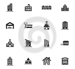 Infrastructure city icons set