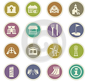 Infrastructure of the city icons set