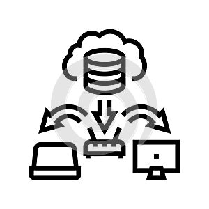 infrastructure cloud computing line icon vector illustration