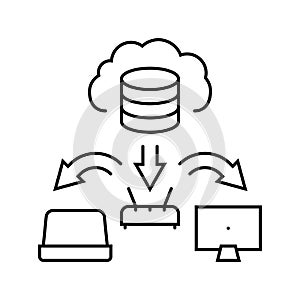 infrastructure cloud computing line icon vector illustration