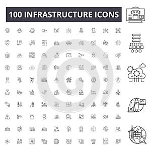 Infrastructure line icons, signs, vector set, outline illustration concept