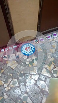 Infront decoration of our home rangoli design photo