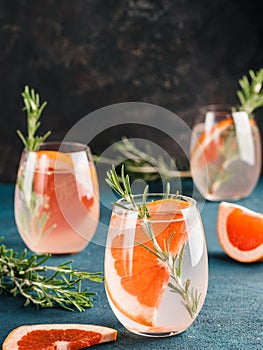 Infused detox water with grapefruit and rosemary