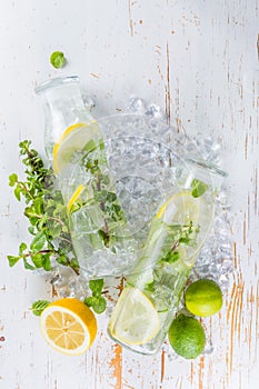 Infused lemon and cucumber water