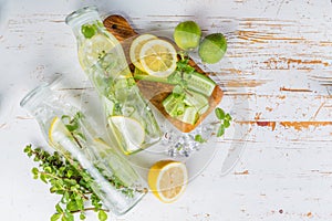 Infused lemon and cucumber water