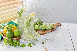 Infused lemon and cucumber water