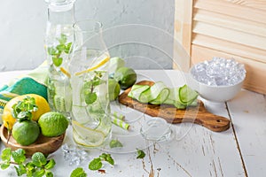 Infused lemon and cucumber water