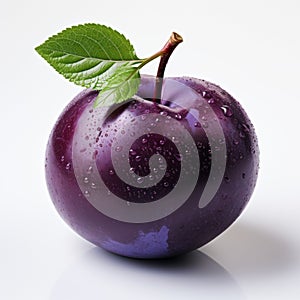 Infused Symbolism: Purple Plum With Pure White Background