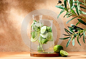 Infused water with cucumber and basil