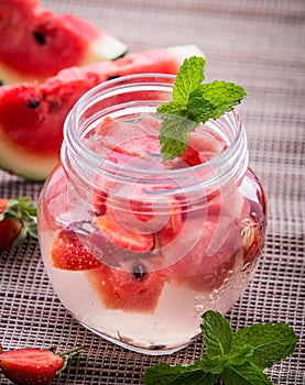 Infused water mix of strawberry and watermelon