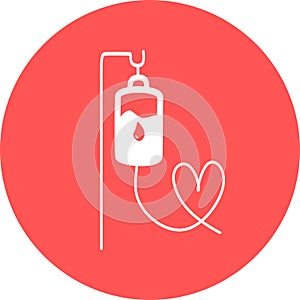 Infusion icon. Intravenous bag, blood, drip. Medical help concept. Vector illustration can be used for topics like hospital, thera