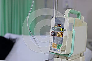 Infusion pump intravenous IV drip in the hospital