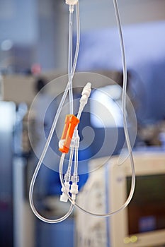 Infusion tube closeup in hospital