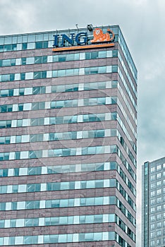 ING building, Financial district at the Amsterdam Bijlmer, Modern office buildings, business district Amsterdam Arena park, Southe