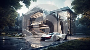 ing the extravagance of the property Luxury Living: Grandiose Mansion and Chic Supercar