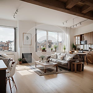 ing loft apartment with living room and kitchen