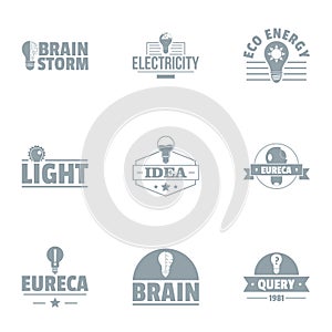 Ingenious idea logo set, simple style