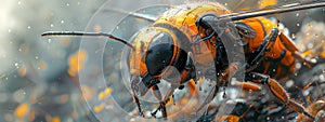 Ingenious insect-inspired creation: a bee-like machine in action, its intricate design blending nature and technology. photo