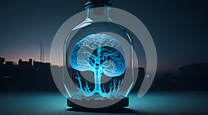 Ingenious Mind: Brain in a Glass Bottle Artwork