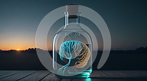 Ingenious Mind: Brain in a Glass Bottle Artwork