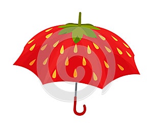 Ingenious Opened Umbrella With Bright Strawberry Design Vector Illustration photo