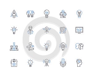 Ingenuity exploration line icons collection. Innovation, Creativity, Resourcefulness, Inventiveness, Ingenuity