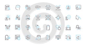 Ingenuity and resourcefulness linear icons set. Inventive, Creative, Innovative, Clever, Quick-witted, Adaptable