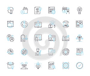 Ingenuity and resourcefulness linear icons set. Inventive, Creative, Innovative, Clever, Quick-witted, Adaptable