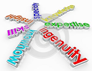 Ingenuity Specialty Skill Insight Knowhow 3d Words Background