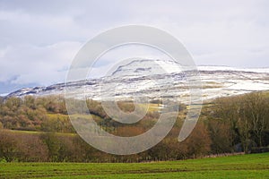 Ingleborough Mountain in winter.