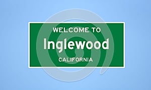 Inglewood, California city limit sign. Town sign from the USA.