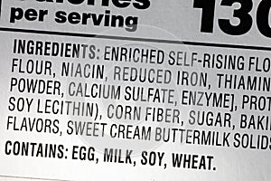 Ingredient food flour soy milk wheat allergy diet label allergen