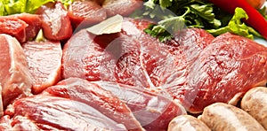 Ingredient's of fresh meat ready to cook on barbecue