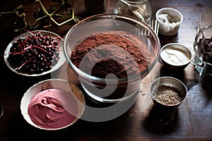 ingredients arranged for black forest gateau