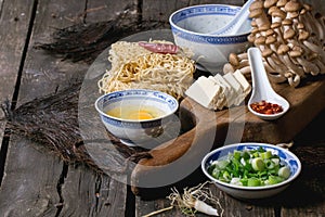 Ingredients for asian soup ramen
