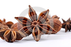 ingredients bakery christmas aniseeds background white isolated closeup spice anise Star