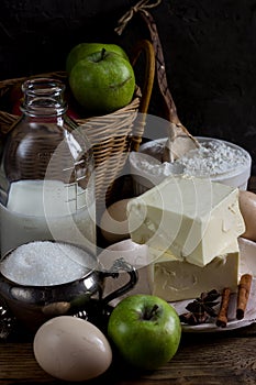 Ingredients for baking apple pie