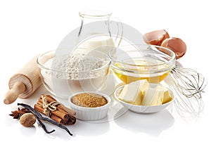 Ingredients for baking cake photo