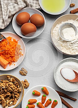 Ingredients for baking carrot cake