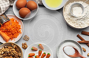 Ingredients for baking carrot cake