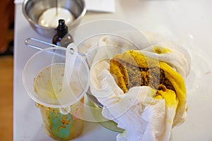 Ingredients being used to make homemade remedial skin care salves and lotions