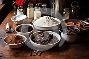 ingredients for black forest gateau on a table