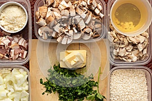 Ingredients for chicken and mushroom risotto