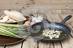 Ingredients for cooking an asparagus soup