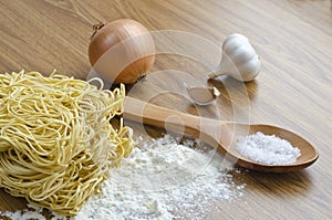 Ingredients for cooking noodles.