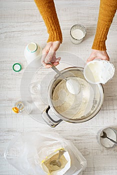 Ingredients for cooking pizza on the table