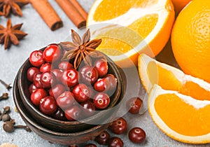 Ingredients for cooking traditional spicy winter drinks