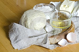 Ingredients for the dough: eggs, flour, butter, salt