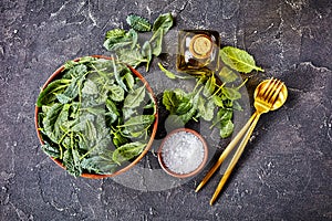Ingredients for the fitness menu: kale leaves