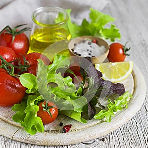 Ingredients for fresh vegetable salad